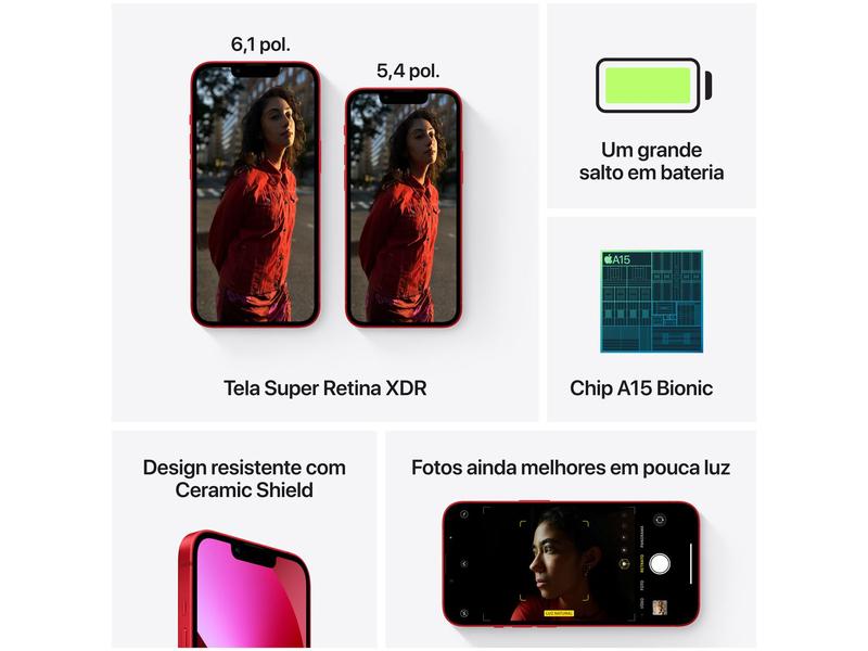 Apple iPhone 13 128GB (PRODUCT)RED Tela 6,1” 12MP - iPhone 13